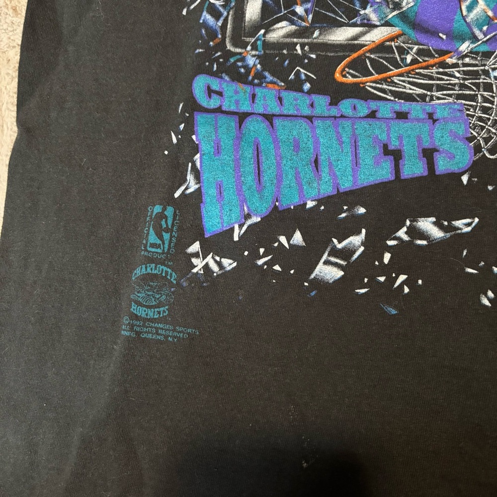 Vintage 1992 Charlotte Hornets NBA Single Stitch Tee Made In USA Sz XS/S - Picture 3 of 4